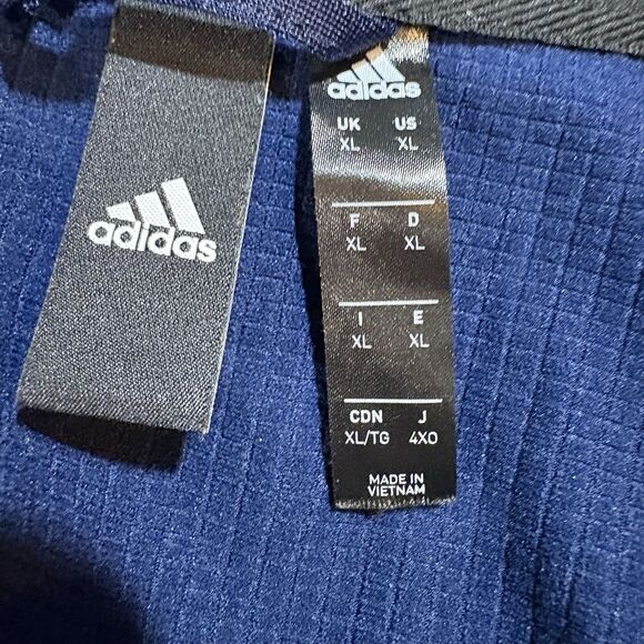 Adidas Jacket XL Full Zip Navy Track Athletic 3 Stripe Logo Streetwear Sporty - Picture 4 of 10